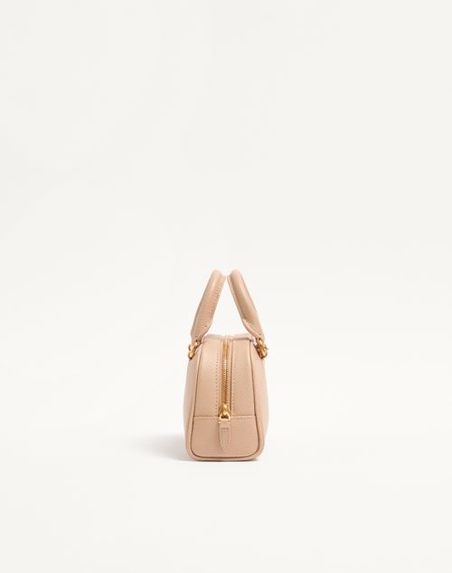 Valentino Garavani - Mini Vlogo Signature Bowling Bag In Grainy Calfskin - Rose Sand - Woman - Top Handle Bags